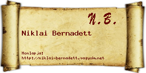 Niklai Bernadett névjegykártya